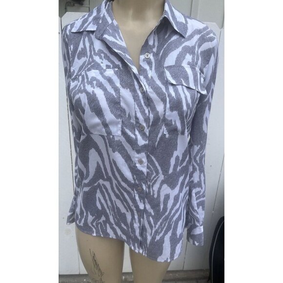 Michael Kors Animal Print Button Down Top Size S - Picture 1 of 6